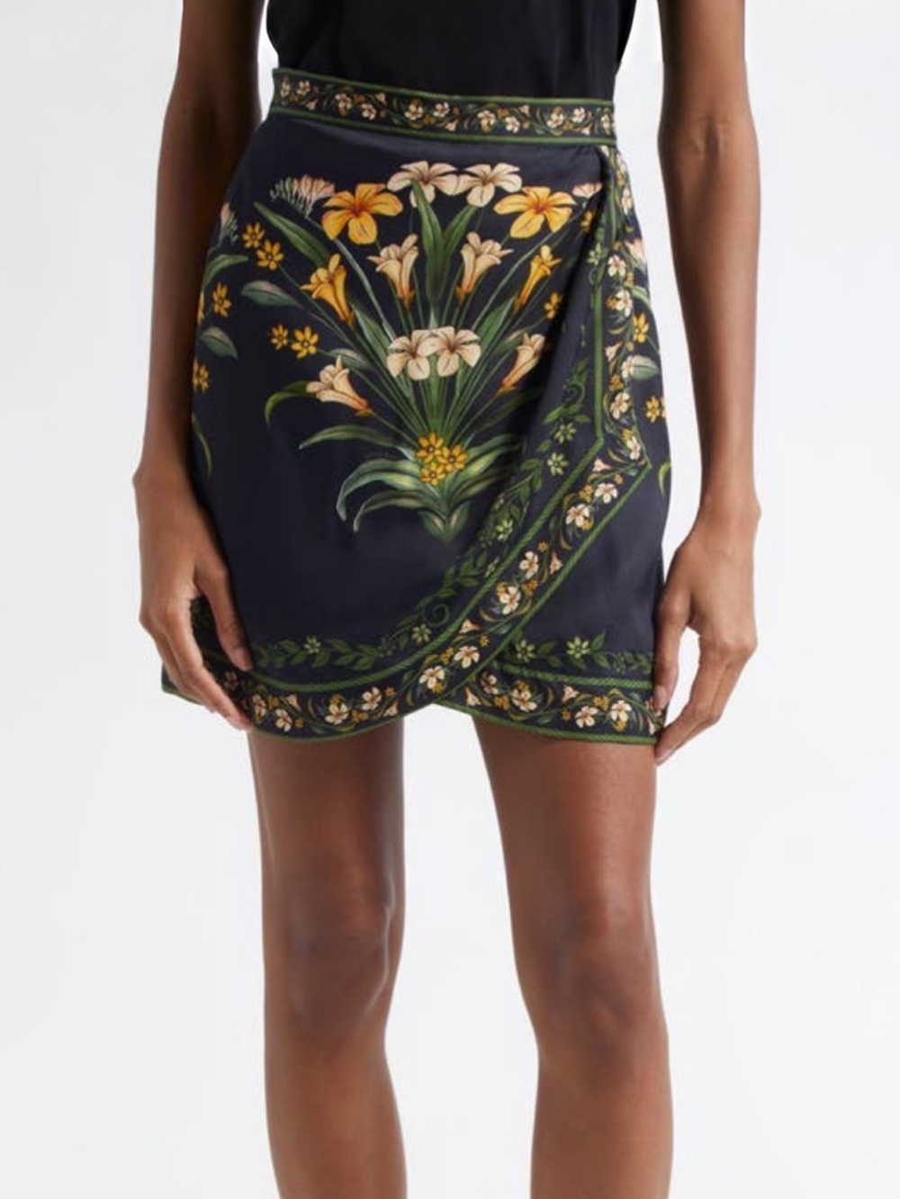 FARM Rio Flowers Arch Wrap Front Mini Skirt Sz S NWT